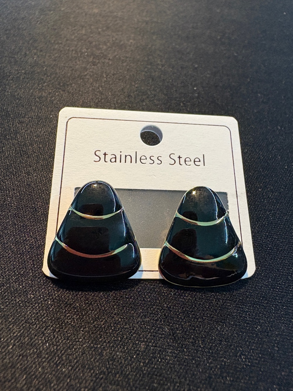 Black Triangle Stripe Earrings